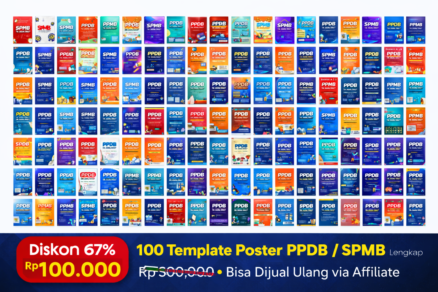 Paket 100 Desain Poster PPDB Sekolah (SD SMP SMK) – Canva Editable